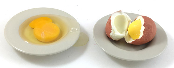 raw egg and cooked egg